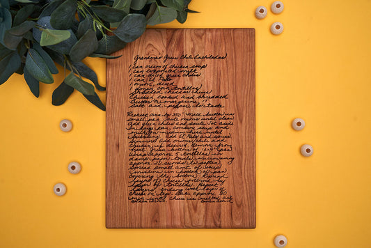 Handwritten Recipe-Engraved Cutting Board (Rectangle)