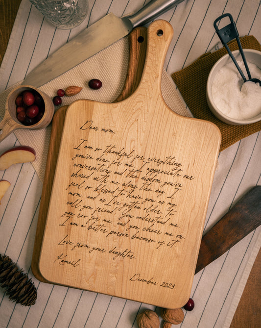 Letter to Mom Cutting Board (with Handle)